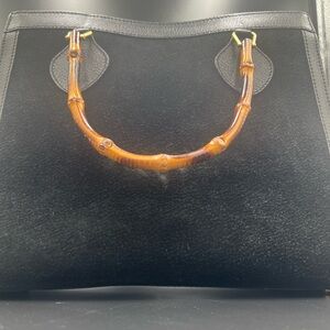 Gucci Diana Suede Tote Bag with Bamboo Handles